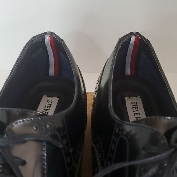 Steve Madden Men's Cingular Wingtip Oxfords Black Patent Leather Shoe Size 13 - Picture 8 of 10